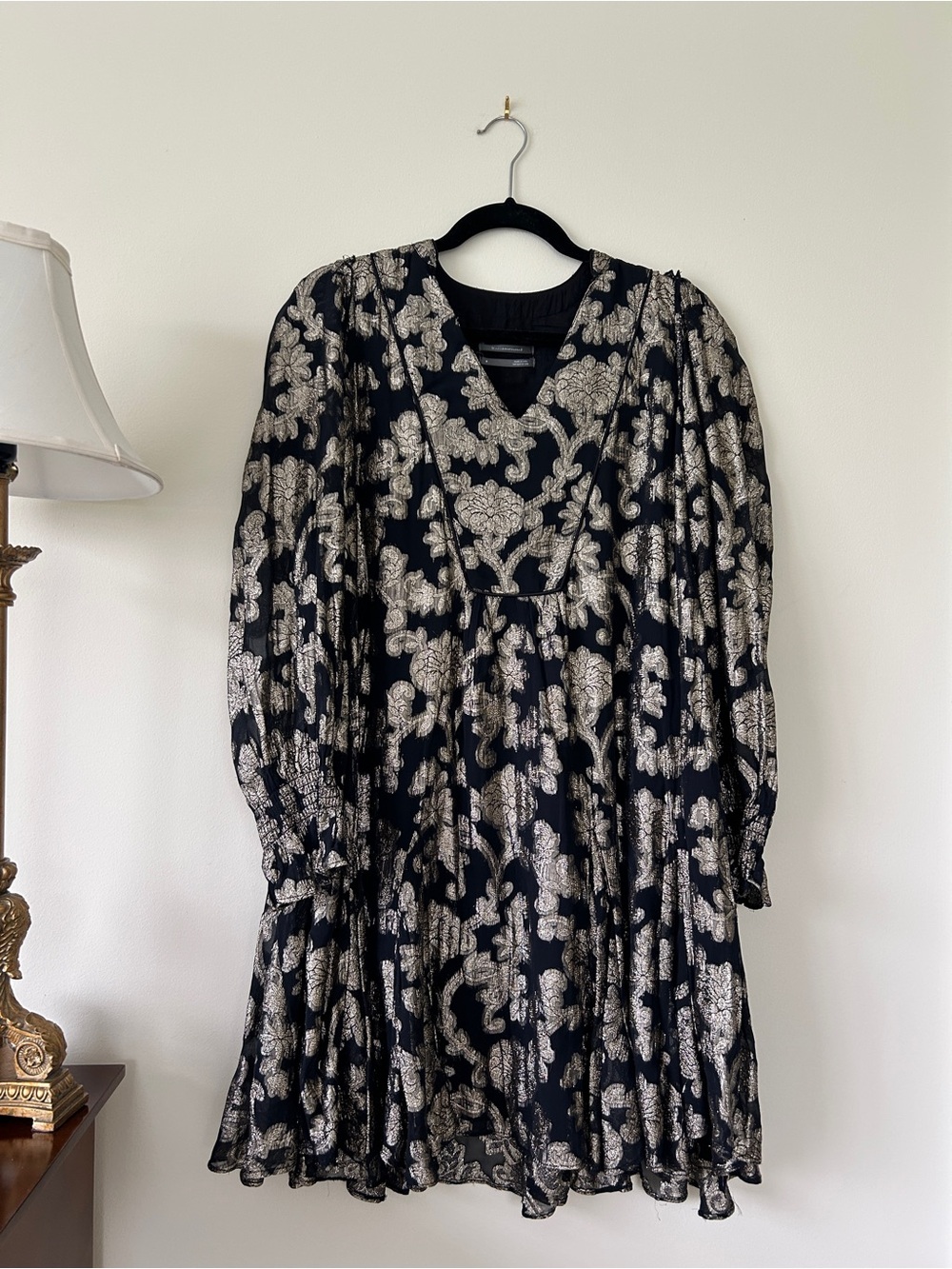 Anthropologie Mini Dress Black Silver